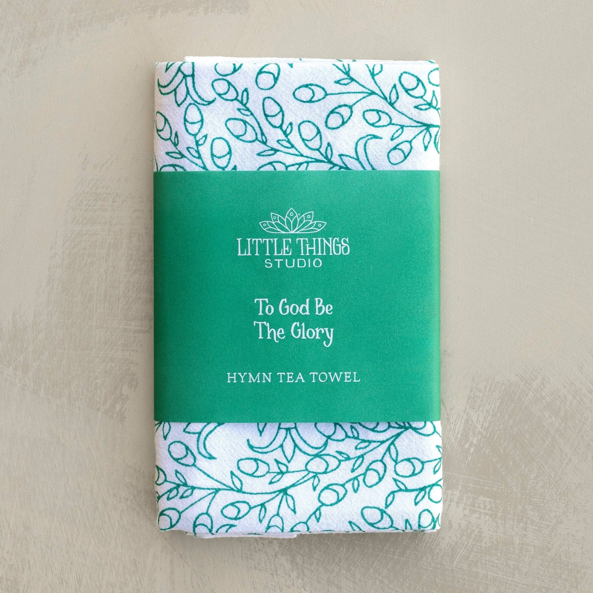 To God Be the Glory Hymn Tea Towel - Teal - From Me To You