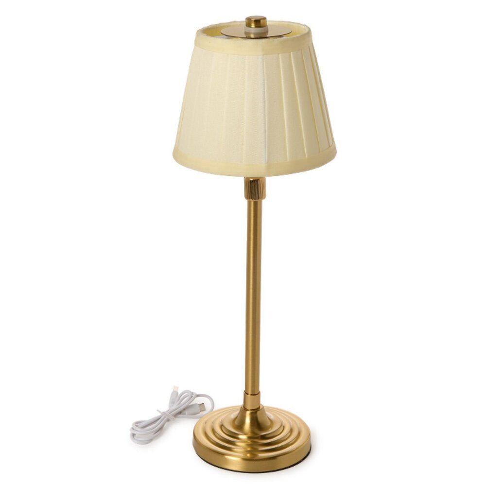 Two's Company 55506 LED Portable Cordless Adjustable Table Lamp with Pleated Fabric Lamp Shade - From Me To You