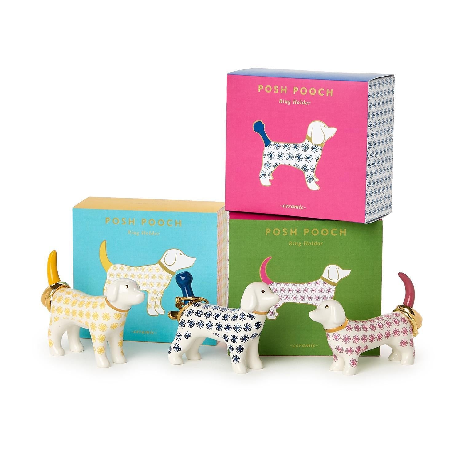 Two's Company Dog Lover Ceramic Ring Holders Assorted 3 Colors - From Me To You