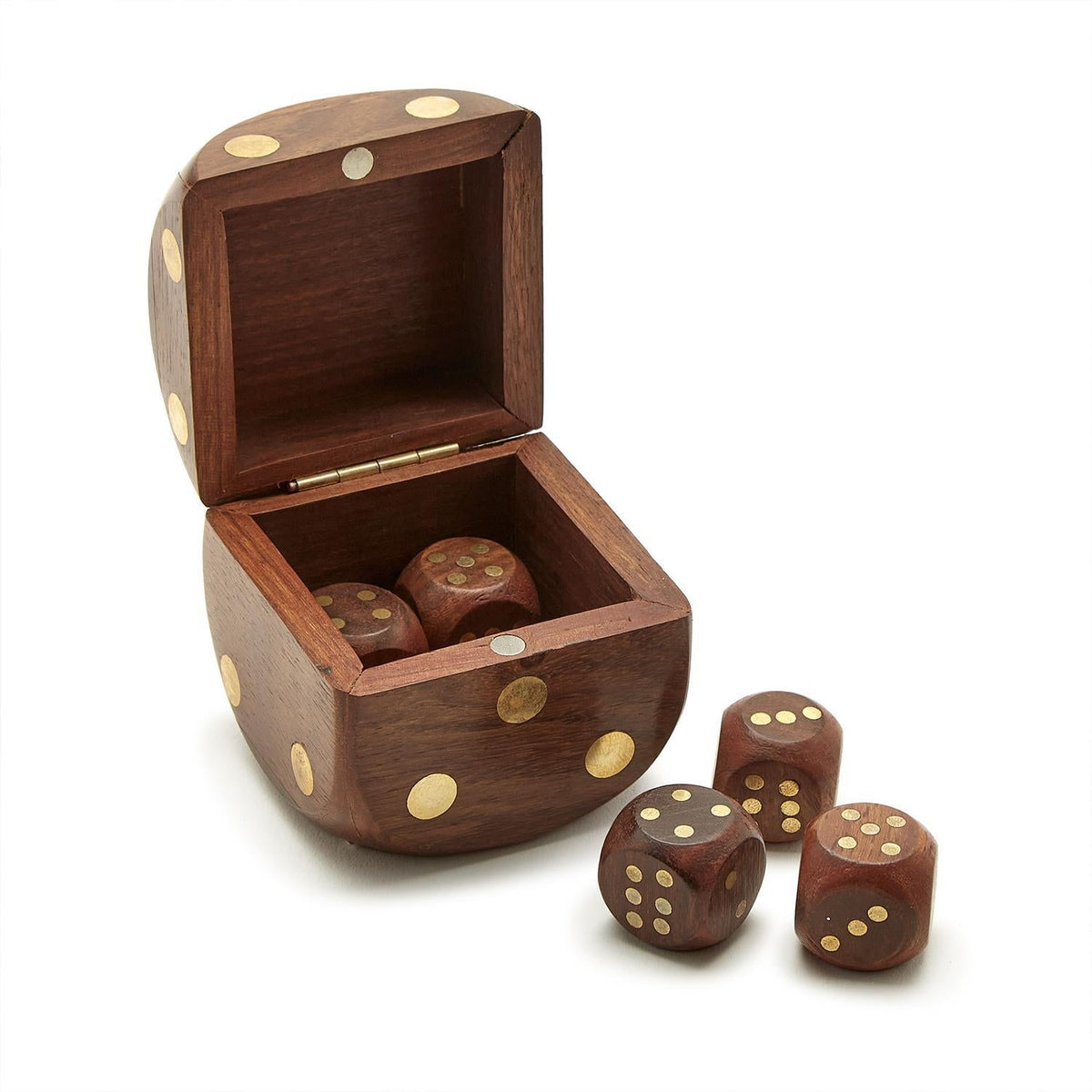 Two's Company Wood Crafted Dice Box with 6 Dice - From Me To You