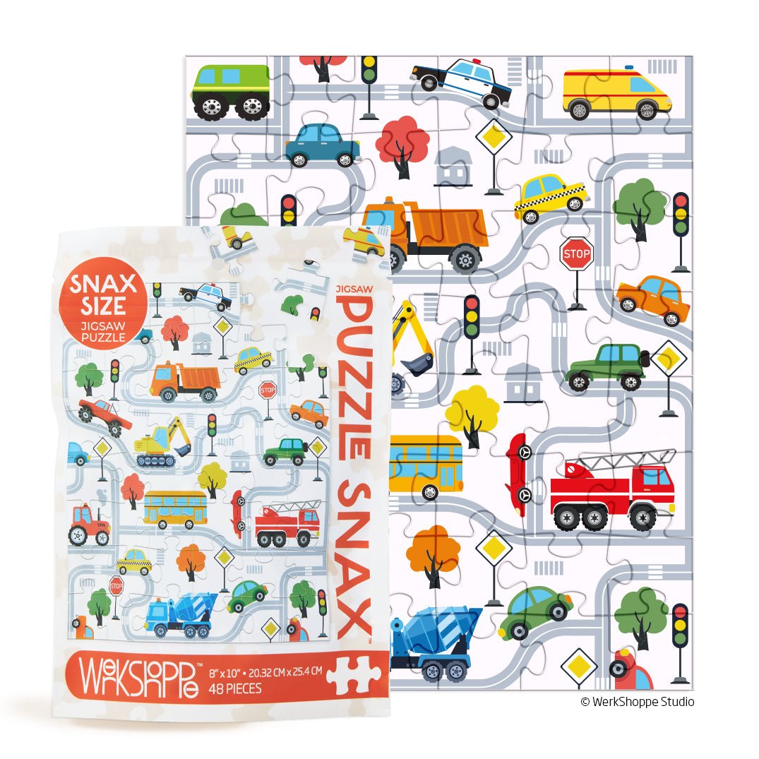 Werkshoppe - Trucks and Transportation 48 Piece Puzzle Snax - From Me To You