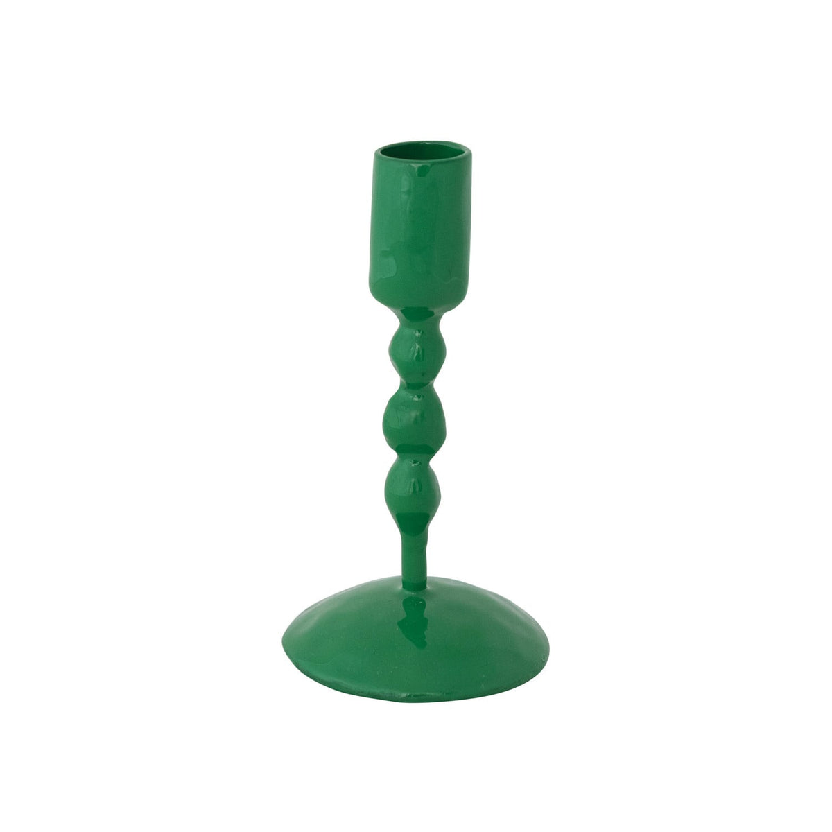 Creative Co-op Hand-Forged Enameled Cast Iron Taper Holder, Green-large
