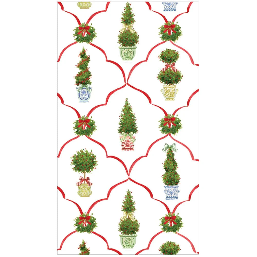 Caspari Guest Towel Napkins -Petit Jardin De Noel