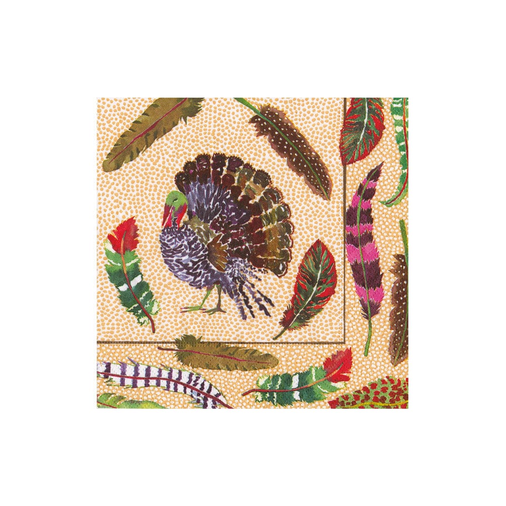 Caspari Cocktail Napkin - Plumage