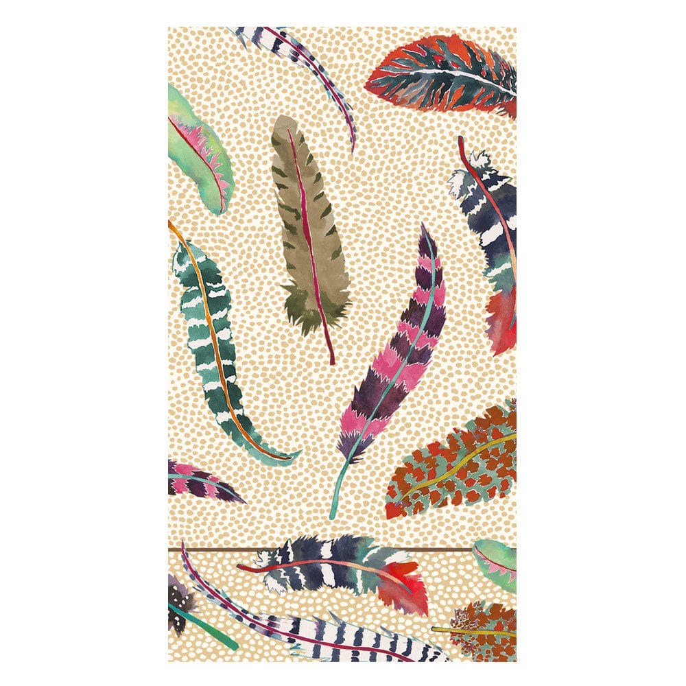 Caspari Guest Towel Napkins -Plumage