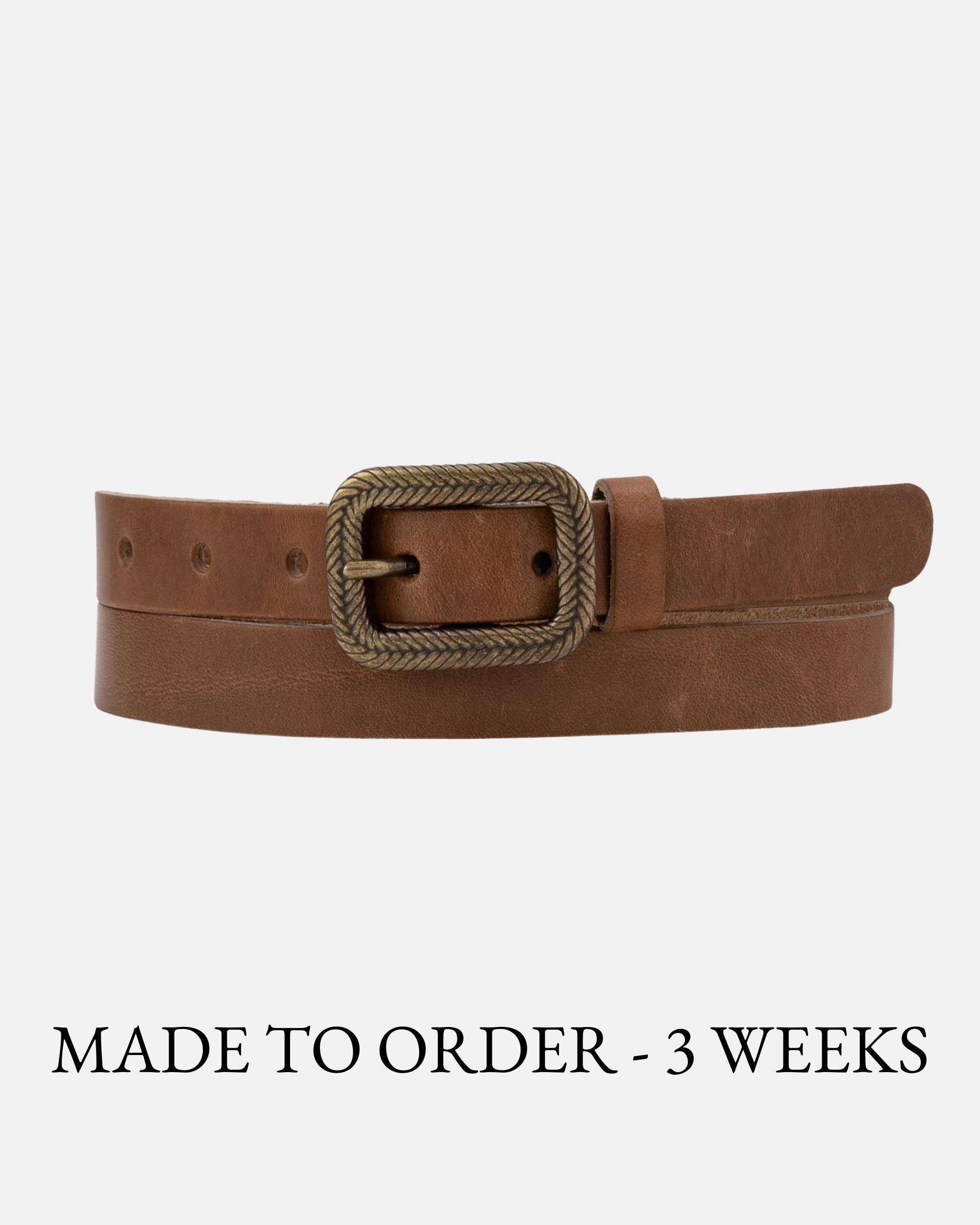 Chelsy | Vintage Skinny Leather Belt-Taupe