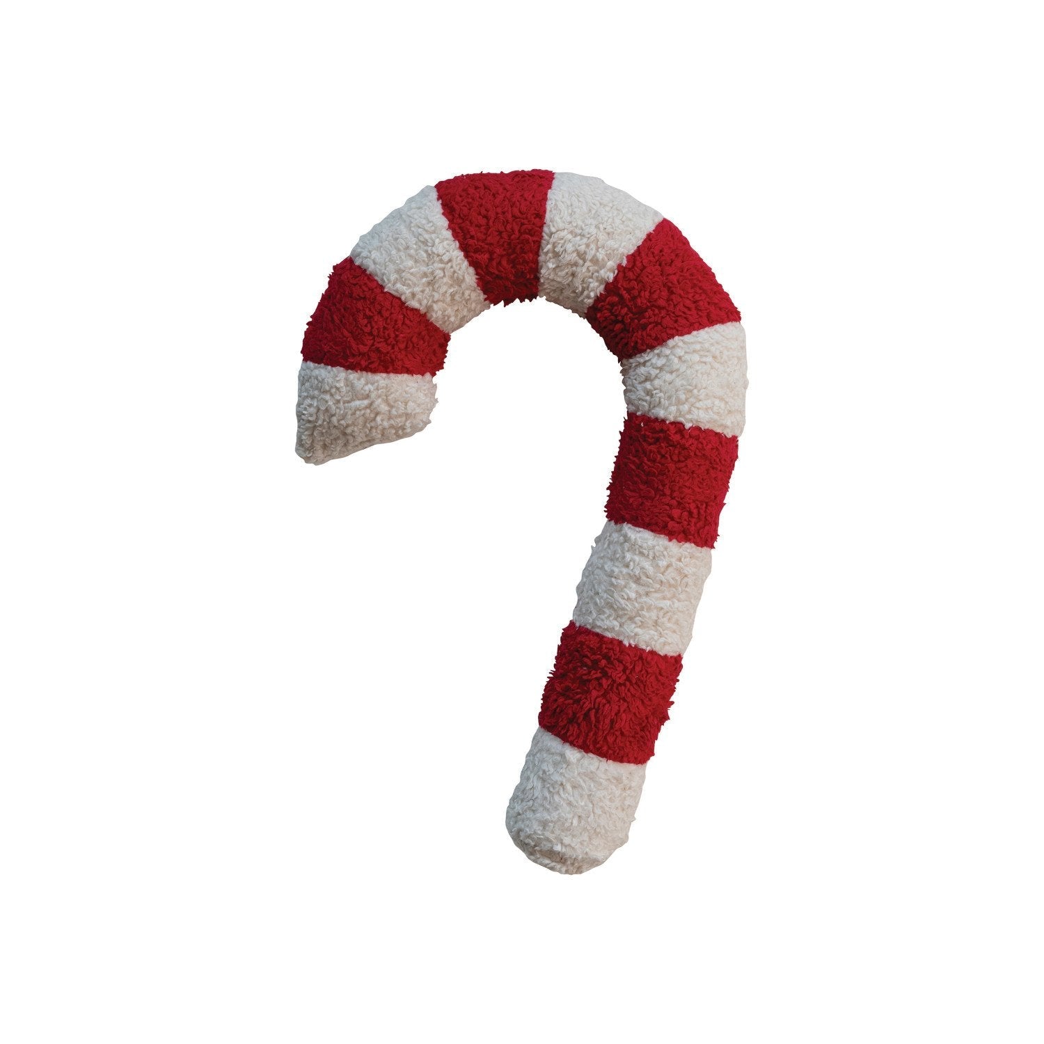 22"L x 13"W Cotton Sherpa Candy Cane Shaped Pillow, Red & White - From Me To You