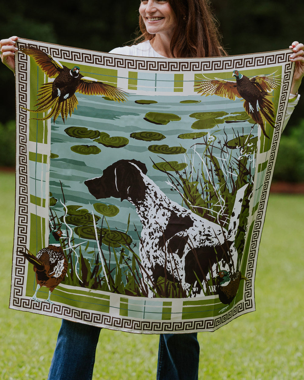 Austin Williams-Olive Pheasant Watch Silk Scarf