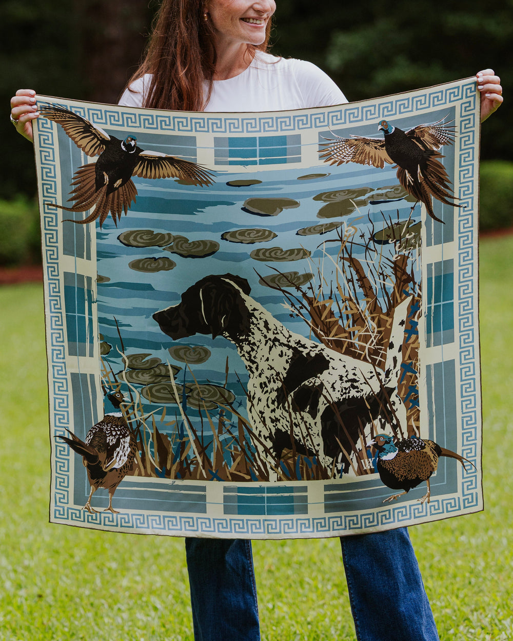 Austin Williams-Light Blue Pheasant Watch Silk Scarf