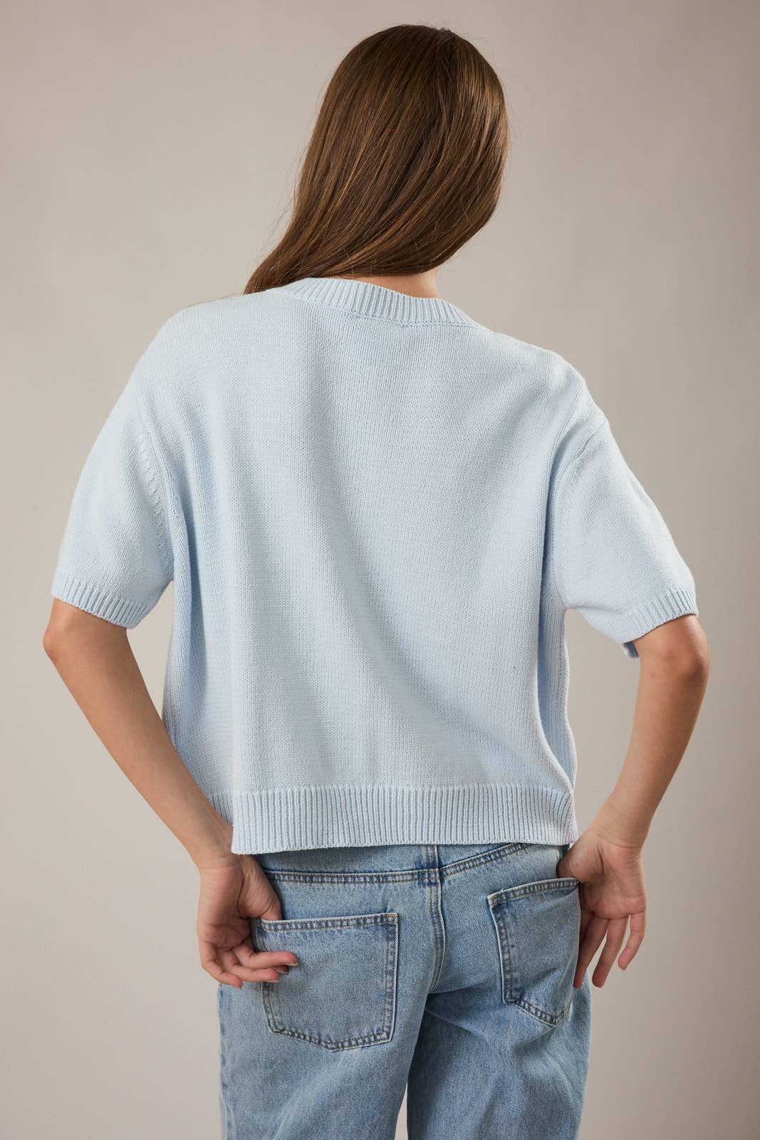 SHORT SLEEVE SWEATER CARDIGAN
