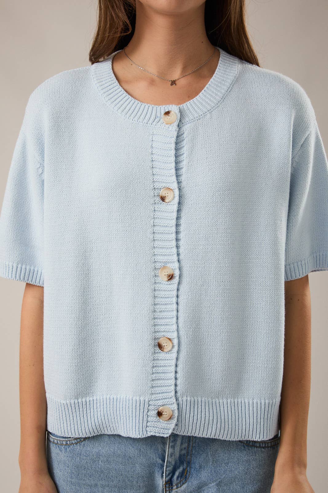 SHORT SLEEVE SWEATER CARDIGAN