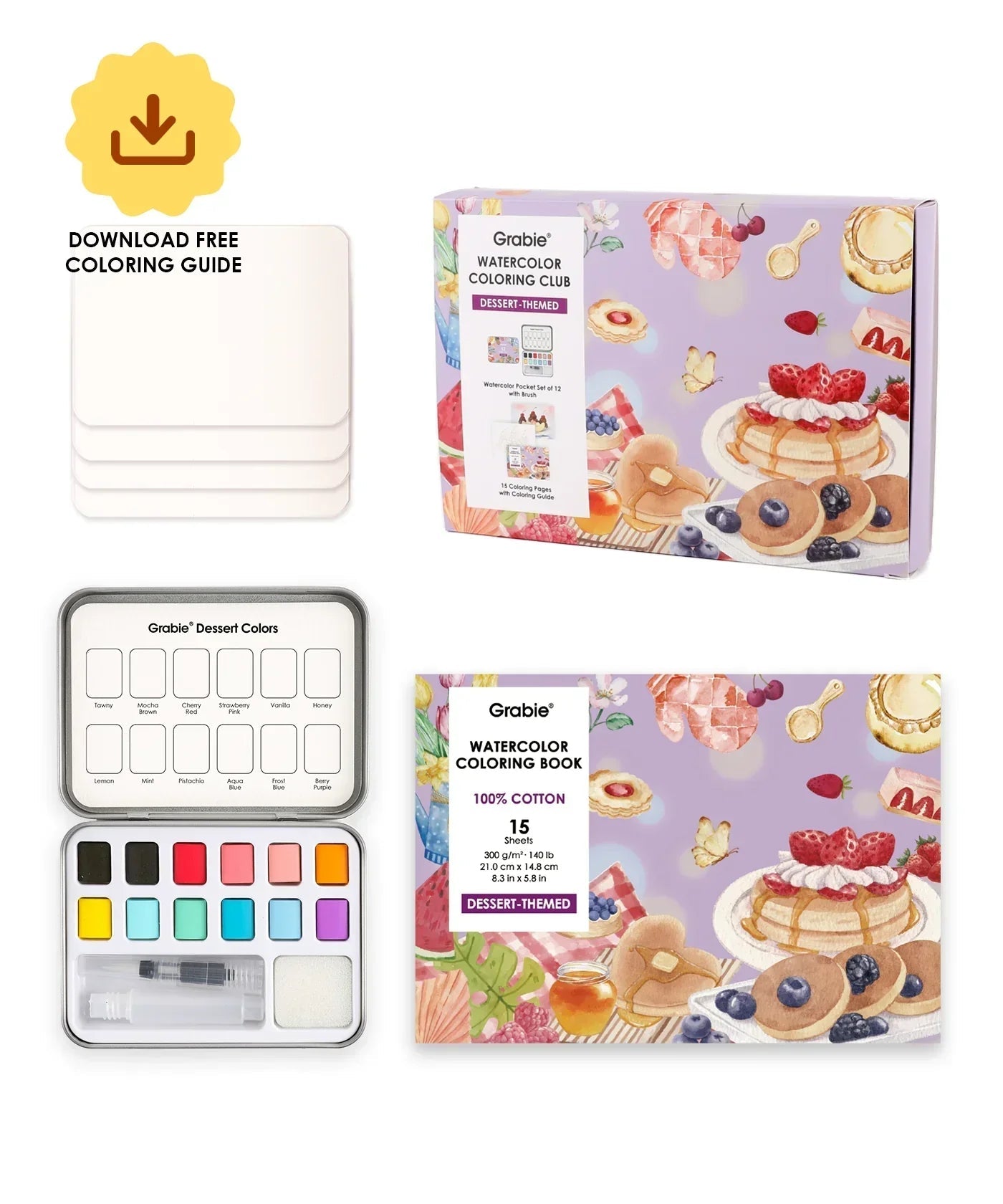 Watercolor Pocket Set Of 12 With Brush - Dessert
