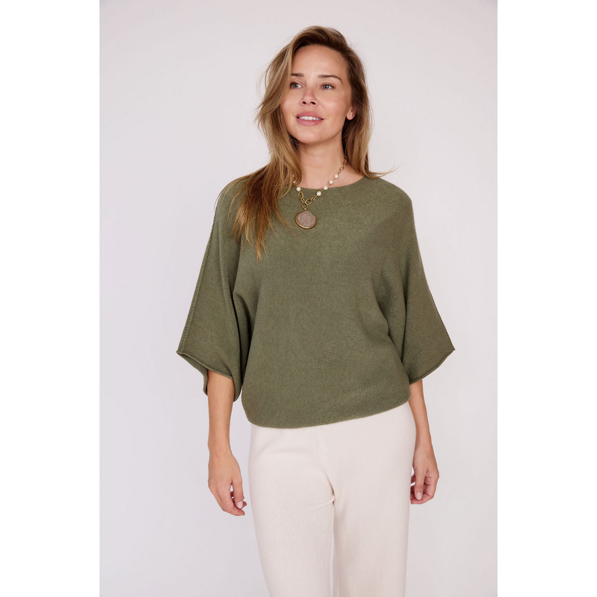 Cobblestone Calia Knit Top-Moss