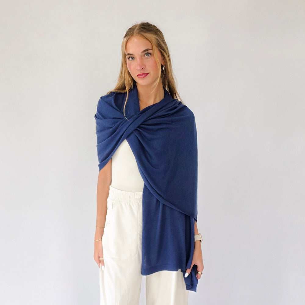Catalina Cashmere Blend Scarf-Navy
