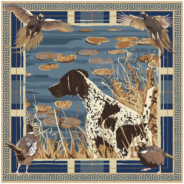 Austin Williams-Indigo Pheasant Watch Silk Scarf