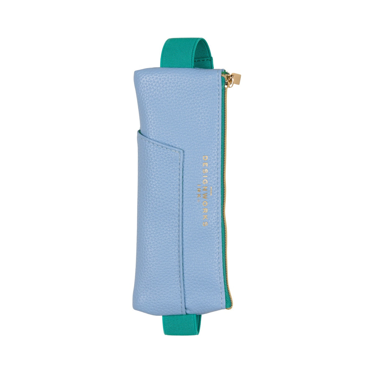 Designworks Vegan Leather Pen Pouch - Light Blue + Green