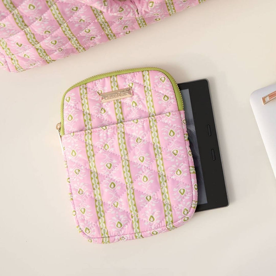 Laura Park Designs-Rosemary Stripe Pink Quilted E-Reader Case