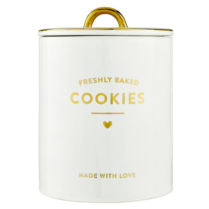 Santa Barbara- Ceramic Gold Foil Cookie Jar