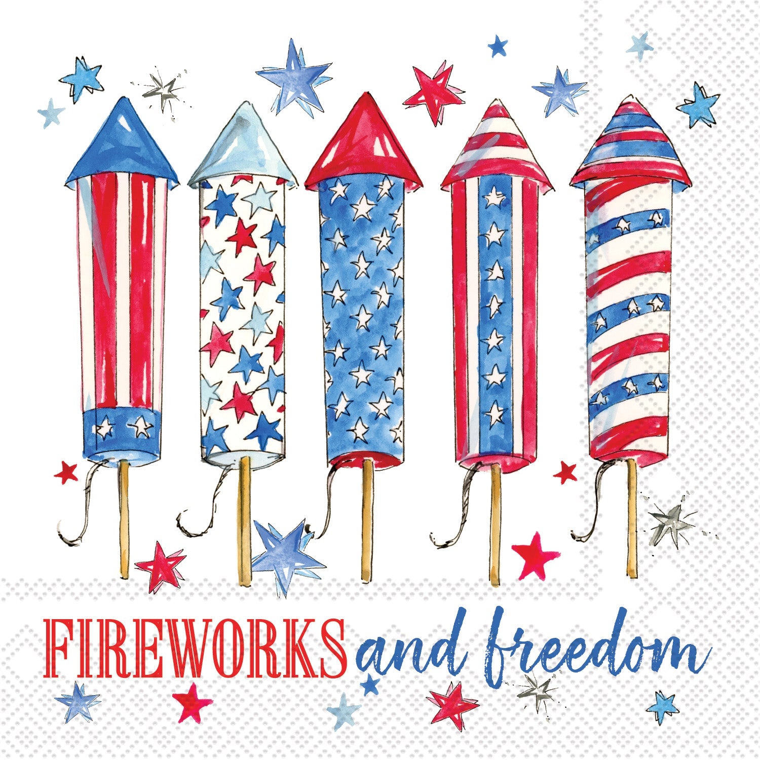 Boston International - Cocktail Napkins - Fireworks & Freedom Cocktail Napkins - From Me To You