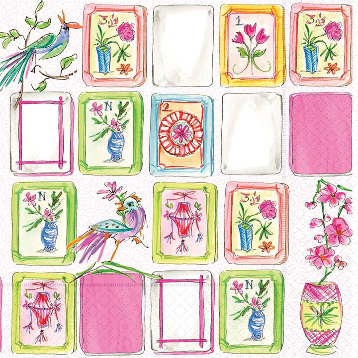 Boston International - Cocktail Napkins - Mahjong Pink - From Me To You