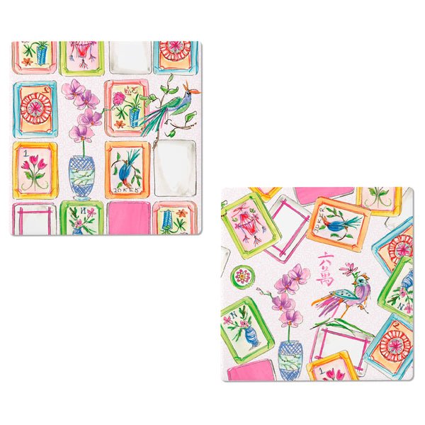 Boston International - Mahjong Pink Ceramic Coasters - From Me To You