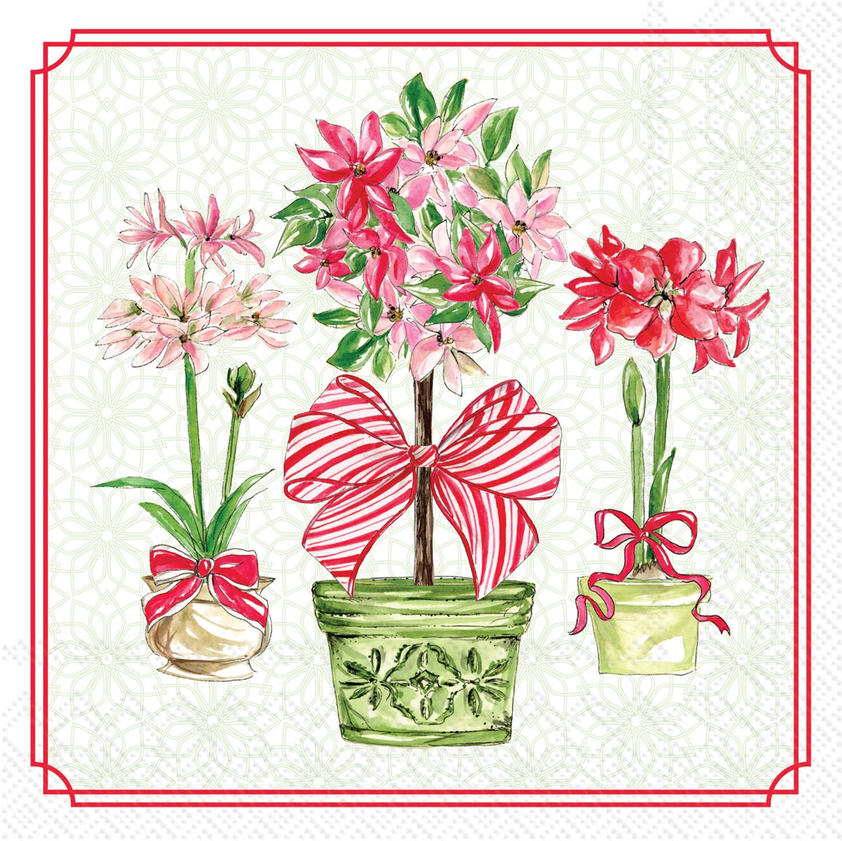 Boston International - Paper Cocktail Napkin/Holiday Poinsettias - From Me To You