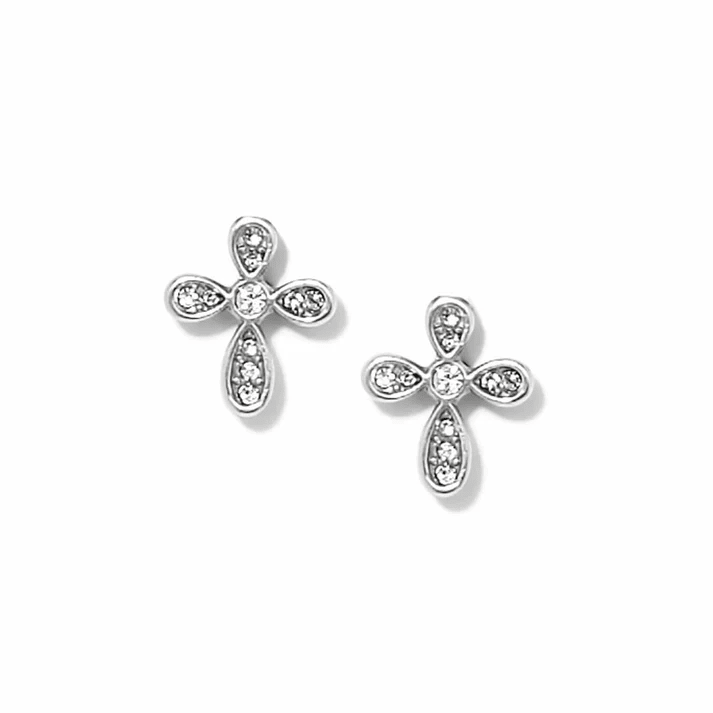 Brighton Enchanting Cross Silver Post Earrings - From Me To You