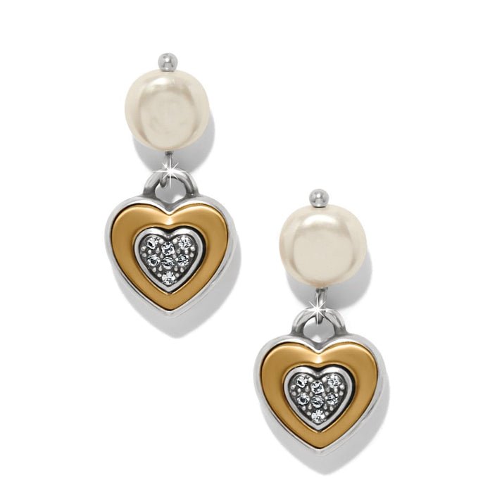 Brighton One Heart Pearl Post Drop Earrings - From Me To You