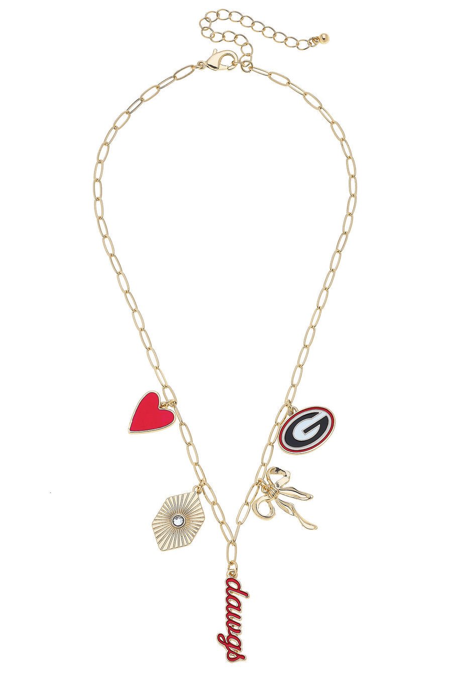 Canvas [26266N - GA] Georgia Bulldogs Paper Clip Charm Collector Necklace in Shiny Gold - From Me To You
