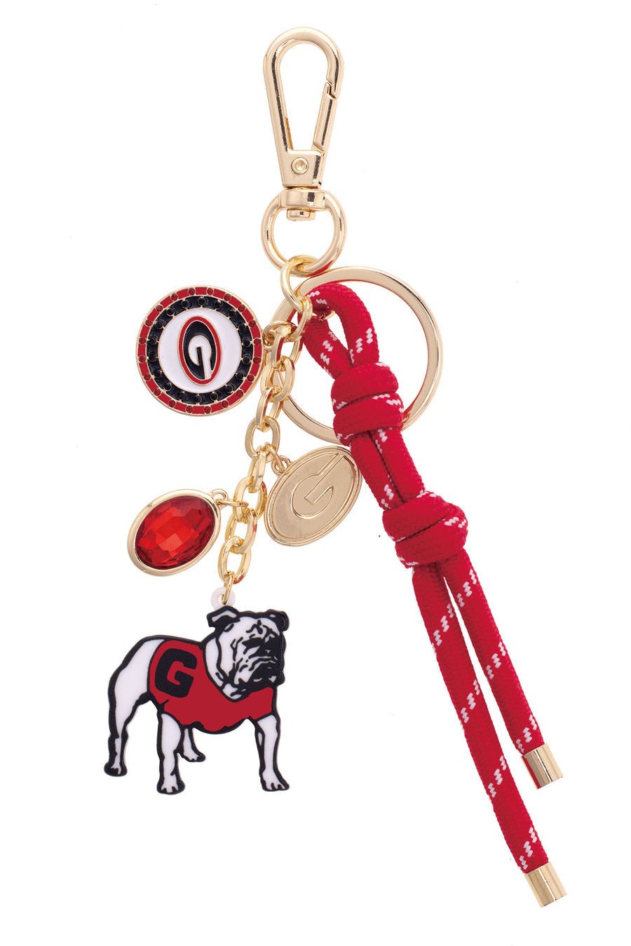 Canvas [26426BC - GA] Georgia Bulldogs Cluster Bag Charm in Red & Shiny Gold - From Me To You