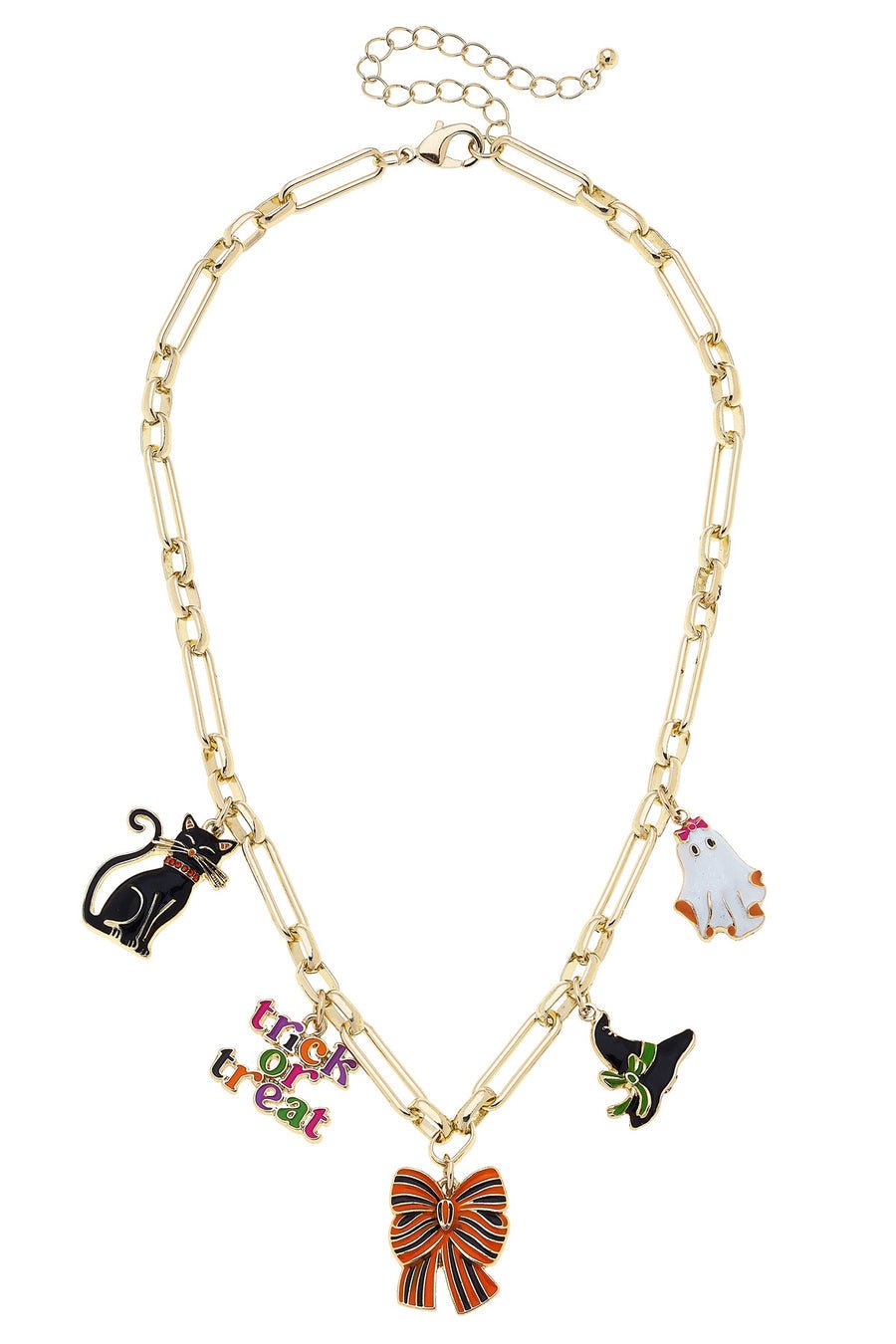 Canvas [26492N - GD] Halloween Enamel Icons Charm Necklace in Shiny Gold - From Me To You