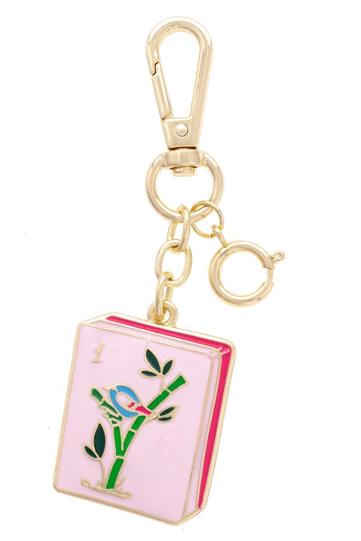 Canvas [26618BC - PK] Mahjong Tile Enamel Bag Charm in Pink - From Me To You