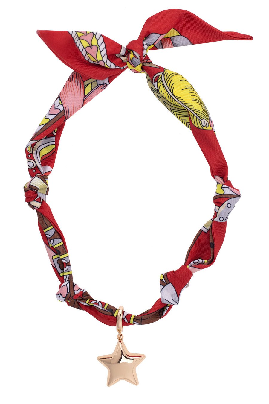 Canvas [26779N - RD] Bellatrix Puffy Star Scarf Necklace in Red/Light Pink/Brown - From Me To You