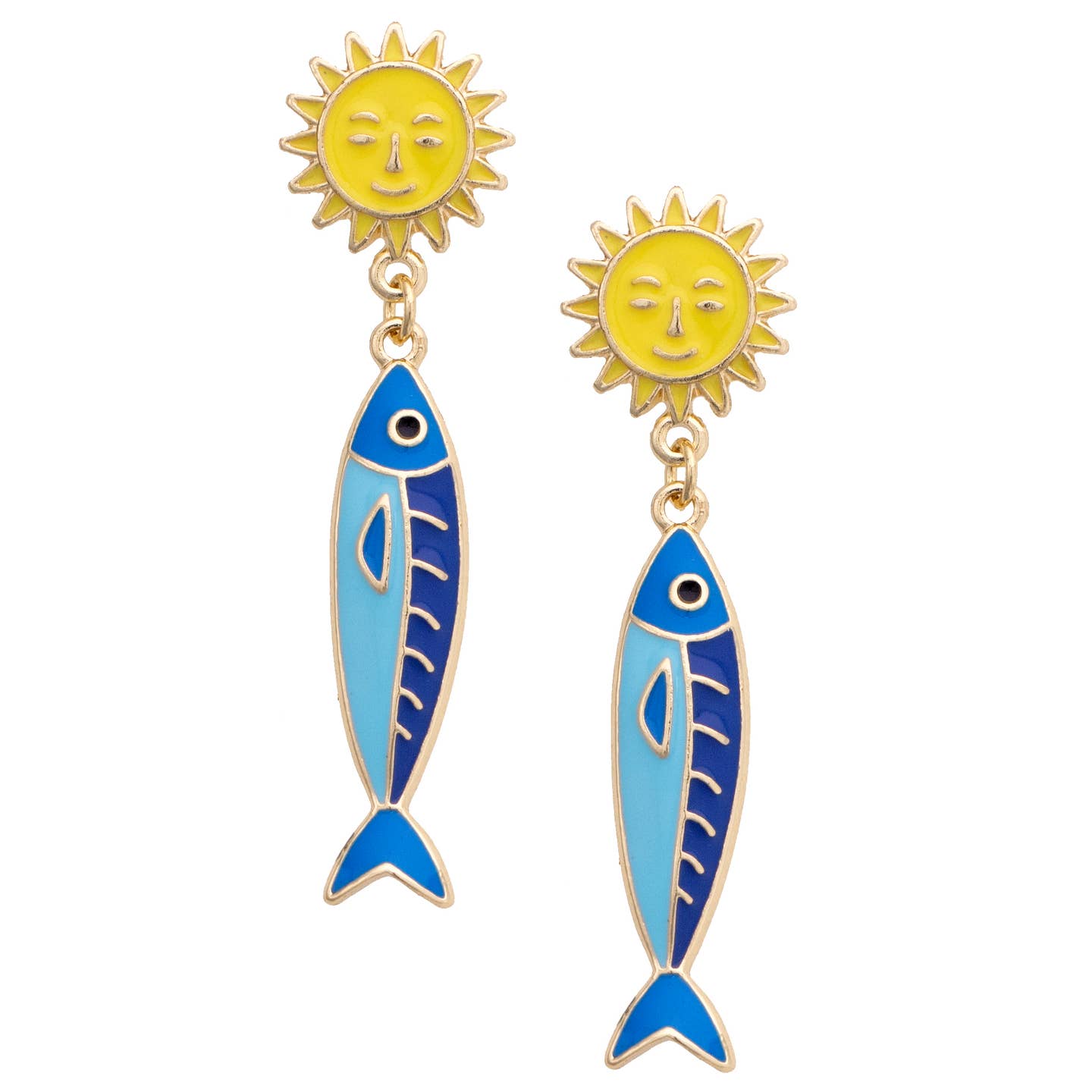 Canvas [27140E - BL] Sardine Sun Earrings in Blue and Yellow - From Me To You