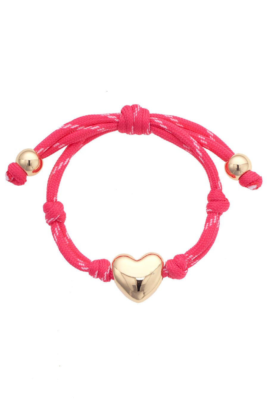 Canvas Blaine Puffy Heart Paracord Bracelet in Fuchsia Multi - From Me To You