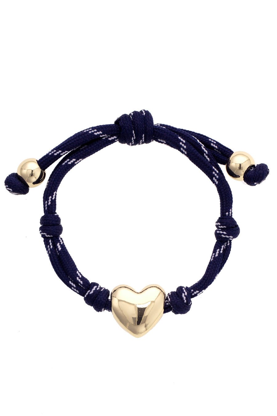 Canvas Blaine Puffy Heart Paracord Bracelet in Navy - From Me To You