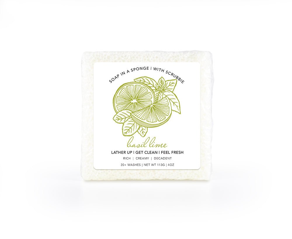 Caren Soap Sponge | Basil Lime | Square with Scrubbie - From Me To You