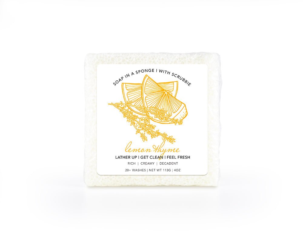 Caren Soap Sponge | Lemon Thyme | Square with Scrubbie - From Me To You