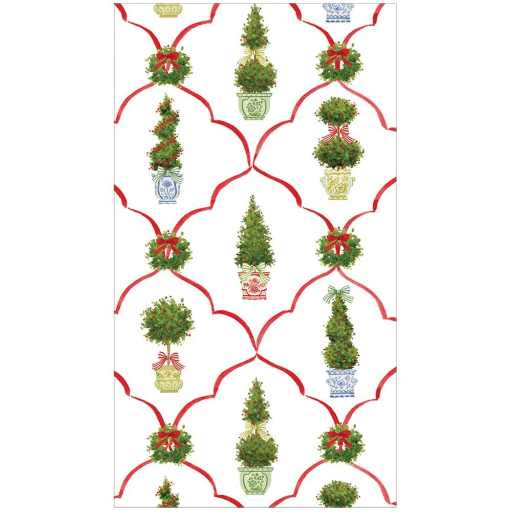 Caspari Guest Towel Napkins -Petit Jardin De Noel - From Me To You