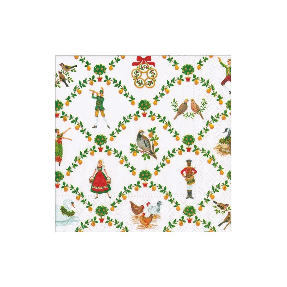 Caspari Guest Towel - On The Twelfth Day - From Me To You