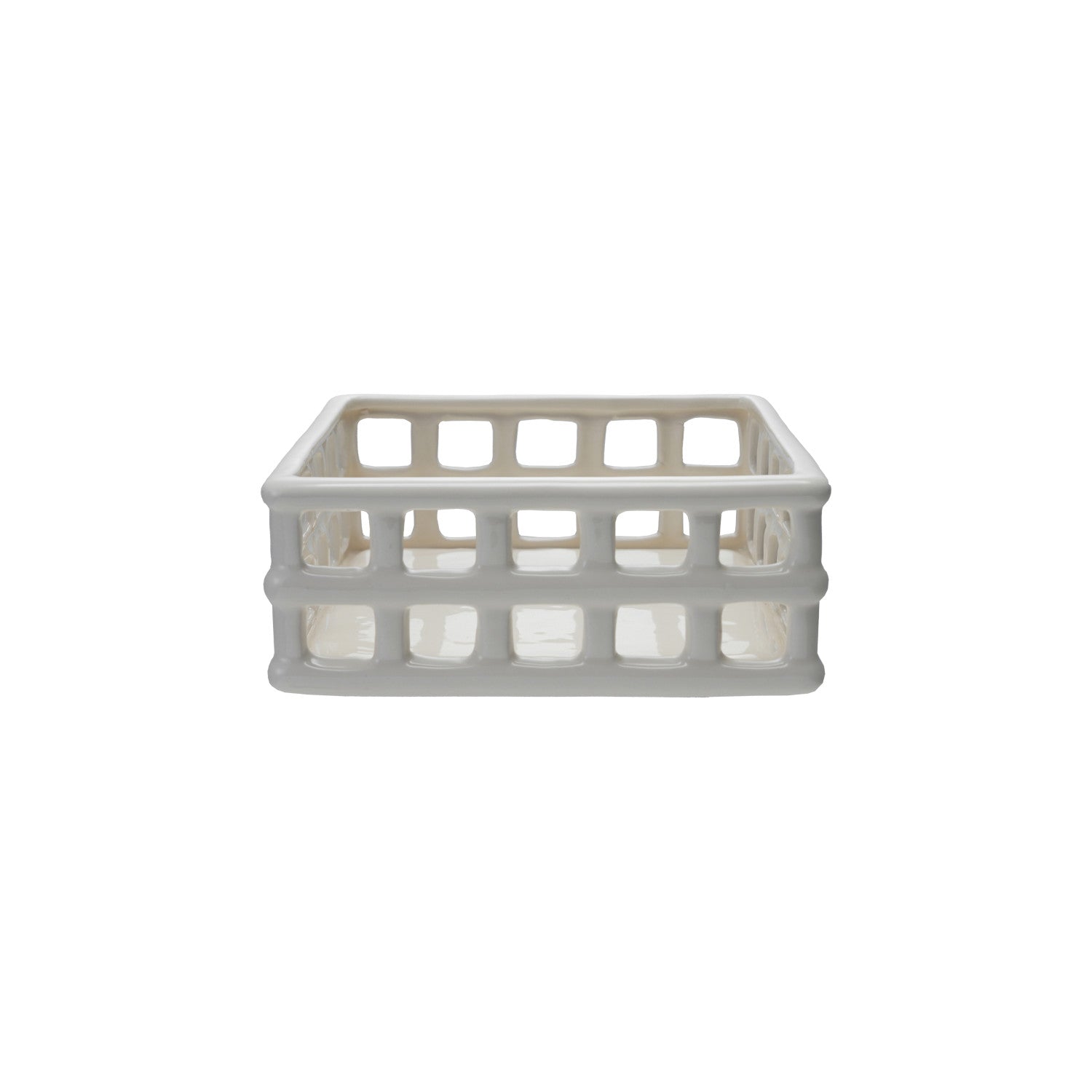 Ceramic Open Weave Napkin Holder, White (Holds 6" Square Napkin) - From Me To You