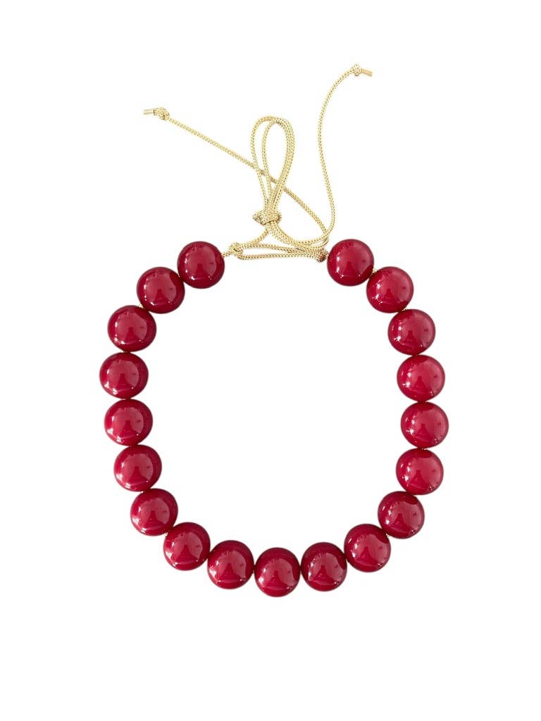 Chunky Beaded Necklace - Garnet - From Me To You