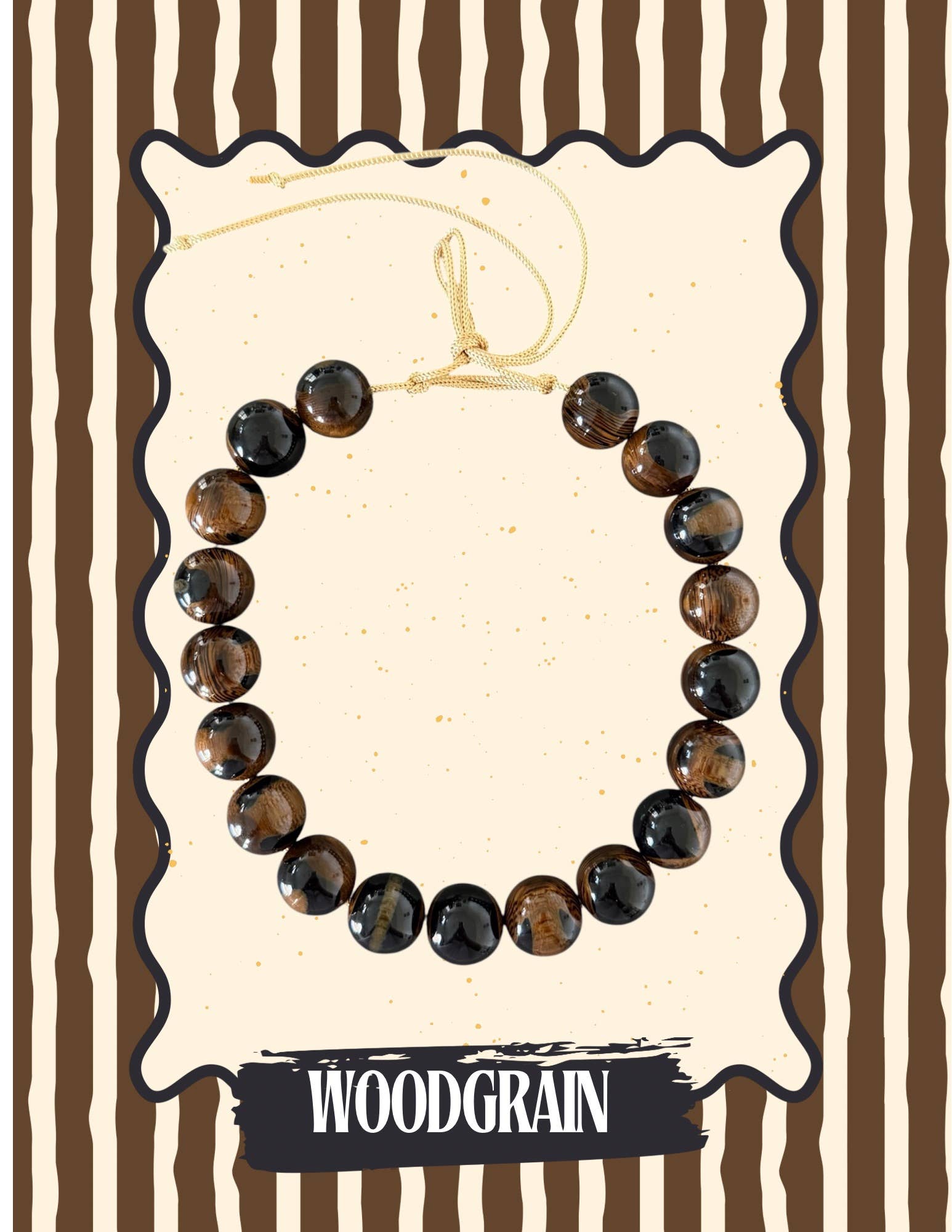 Chunky Beaded Necklace - Woodgrain - From Me To You