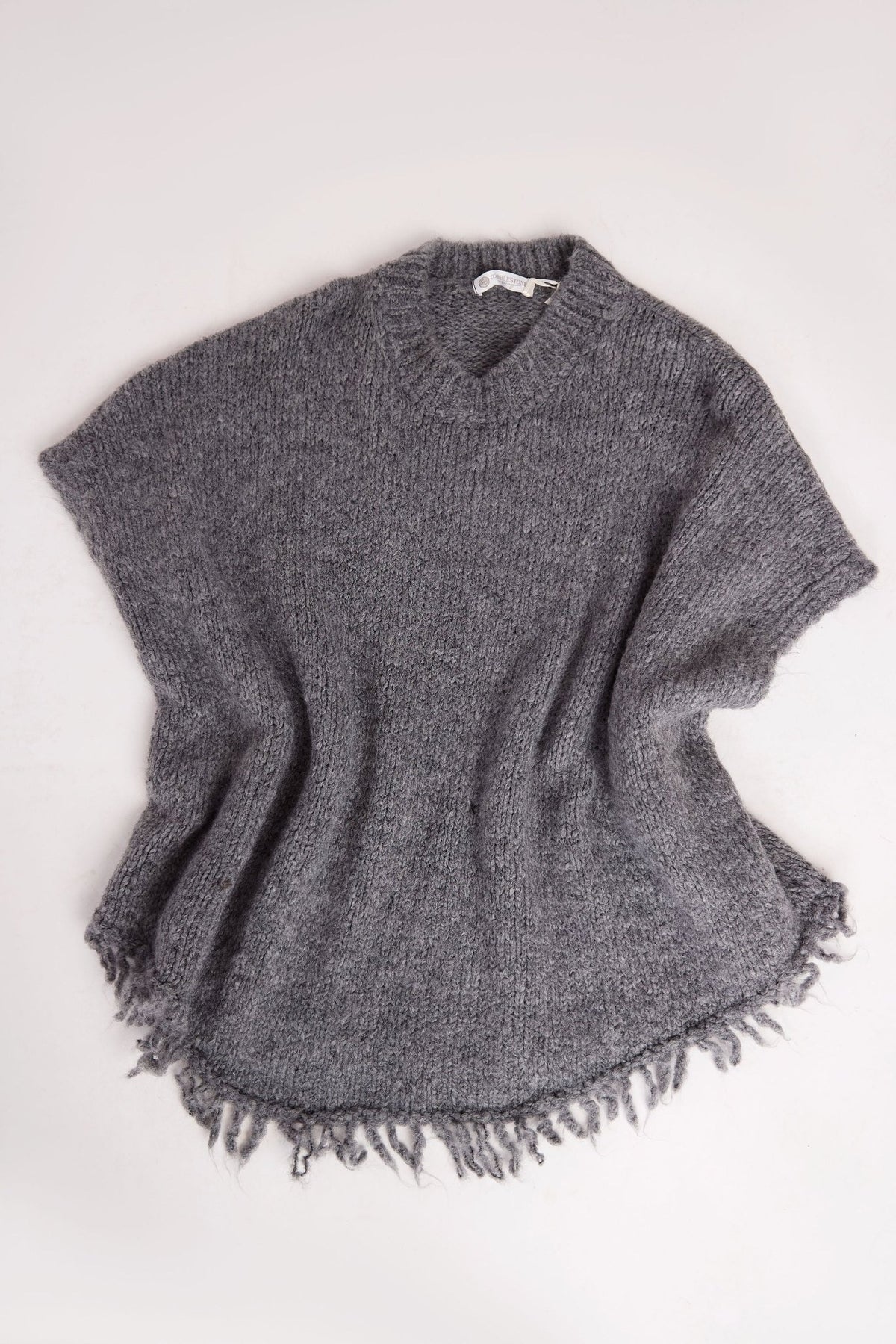 Cobblestone Theresa Knit Poncho-Dark Grey - From Me To You