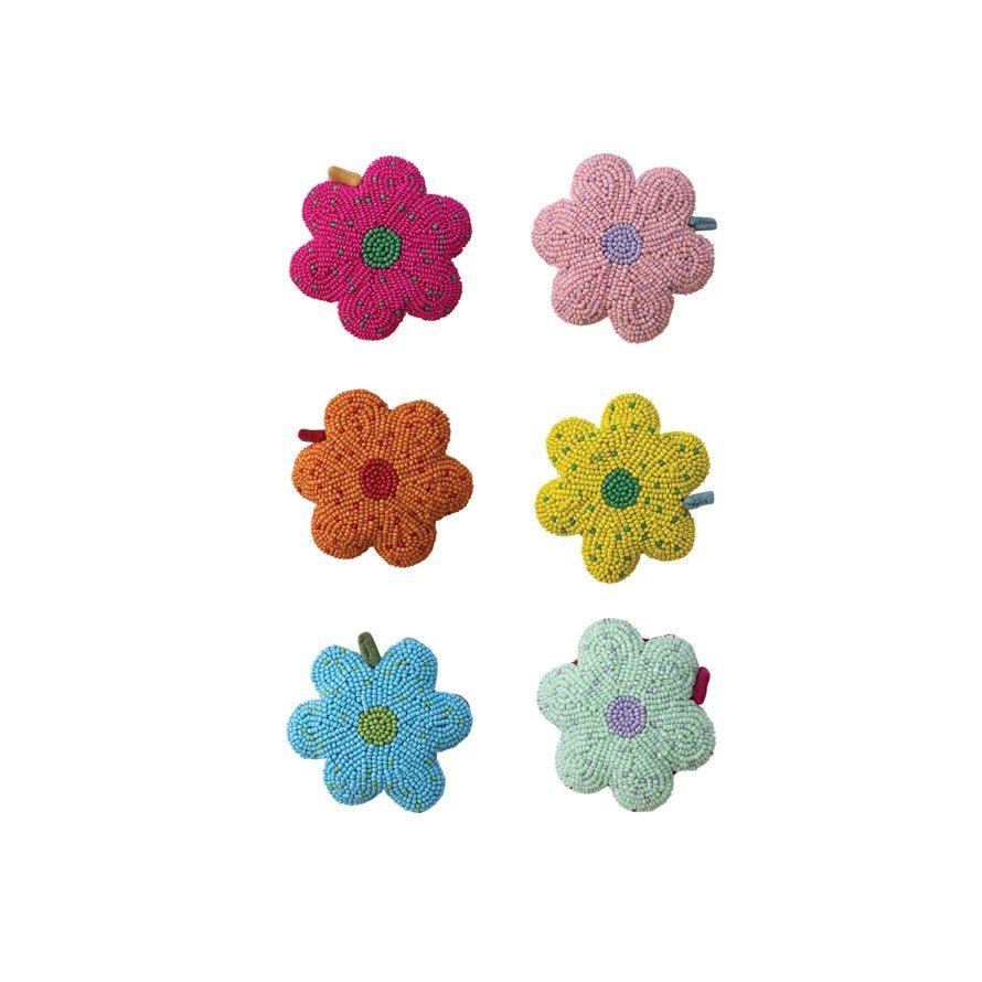 Creative Co - op Handmade Glass Beaded Fabric Flower Shaped Tape Measure, 6 Colors - From Me To You