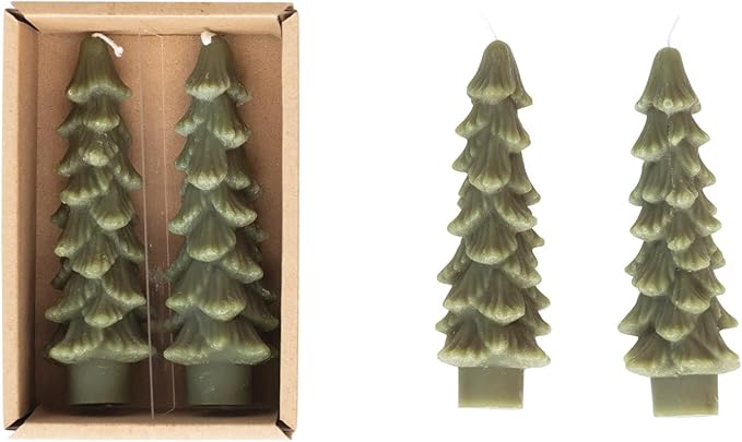 Creative Co - op S/2 4 - 3/4"H Unscented Tree Shaped Taper Candles In Box - XS0434 - From Me To You