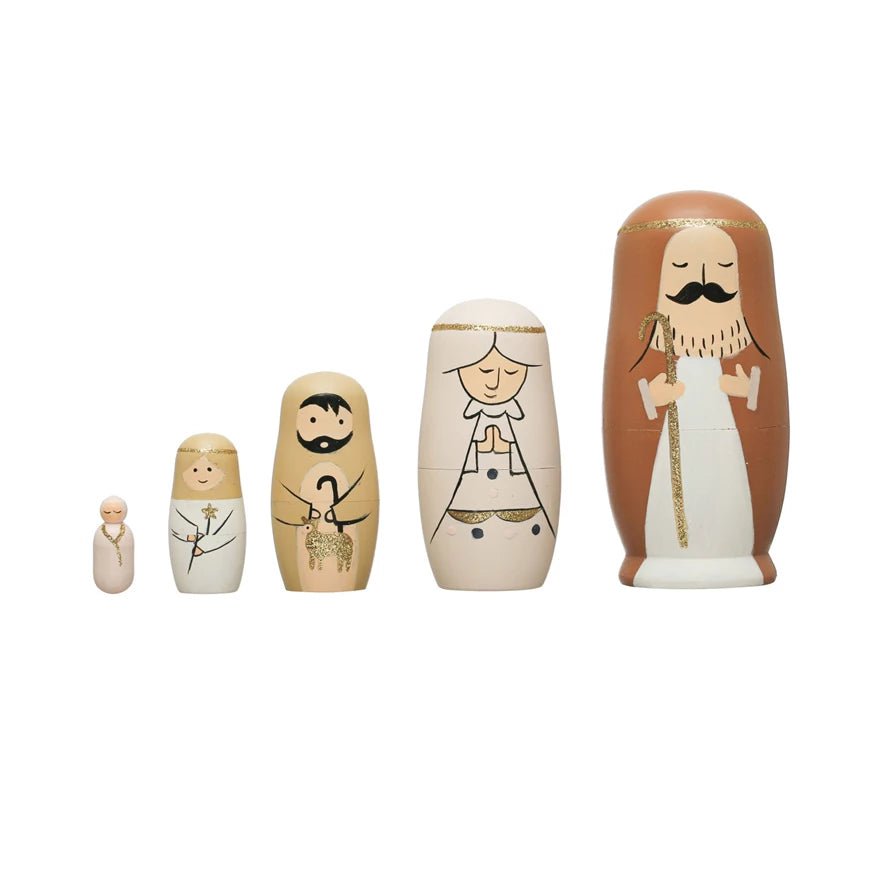 Creative Co - op Wood Nativity Nesting Dolls - From Me To You
