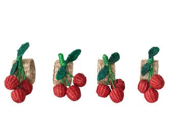 Creative Co-op Woven Seagrass Cherry Napkin Rings - From Me To You