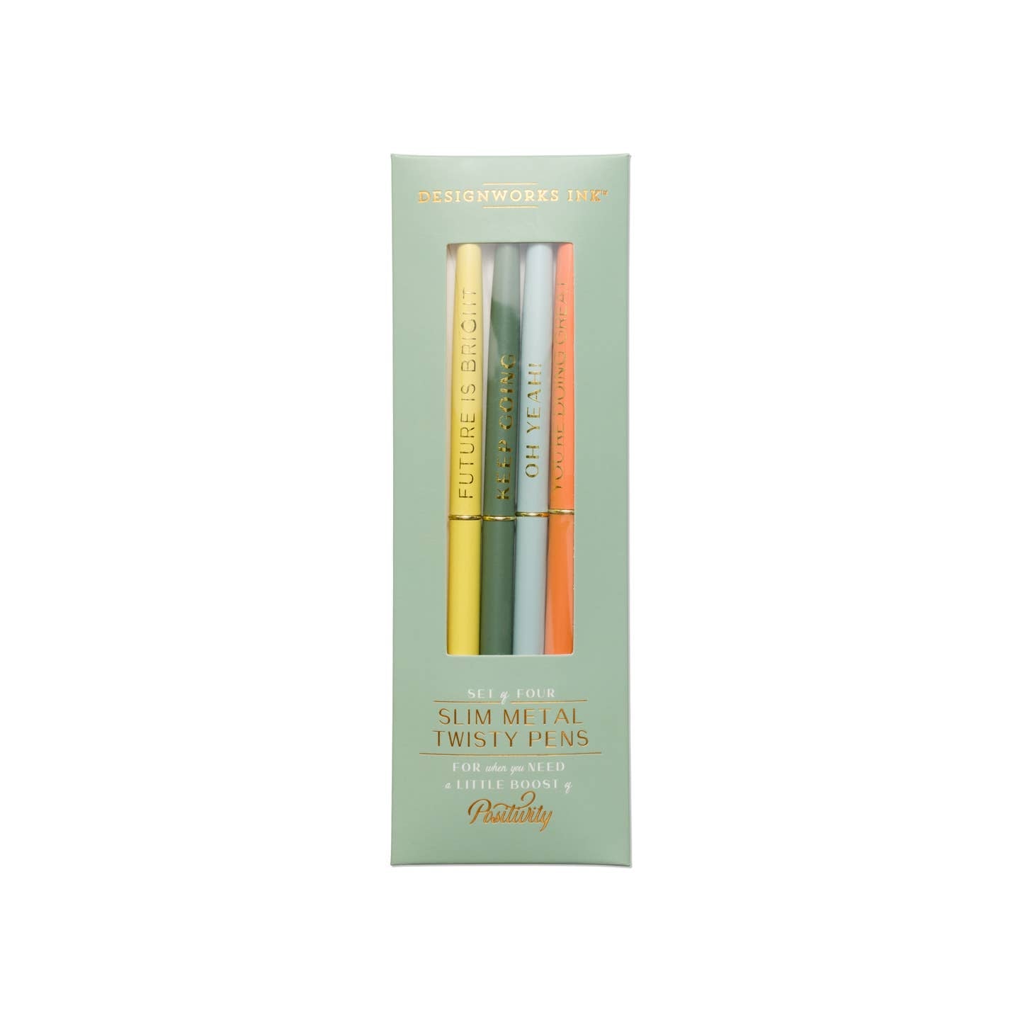 Designworks Mix Twisty Slim Metal Pen Set, Set of 4 - Green - From Me To You