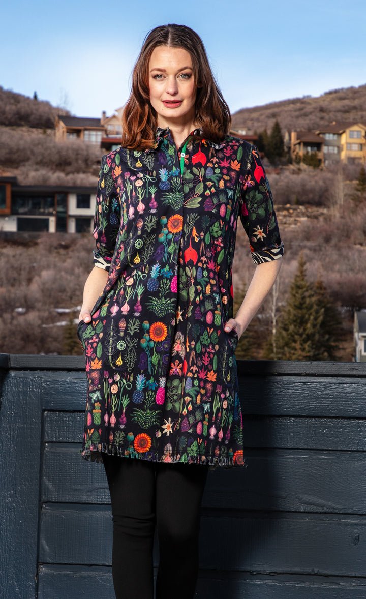 Dizzy Lizzy Chatham Dress Black Botanical Print - From Me To You